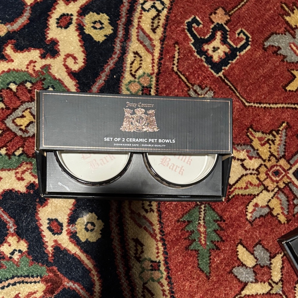 Juicy Couture White Ceramic Pet Bowls